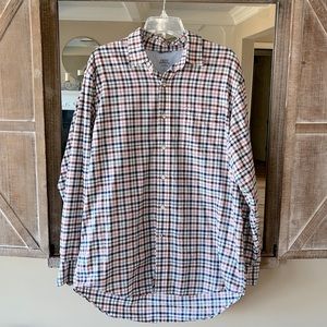 Izod Saltwater Relaxed Classics Blue Multicolor Check Shirt Button Down Mens L